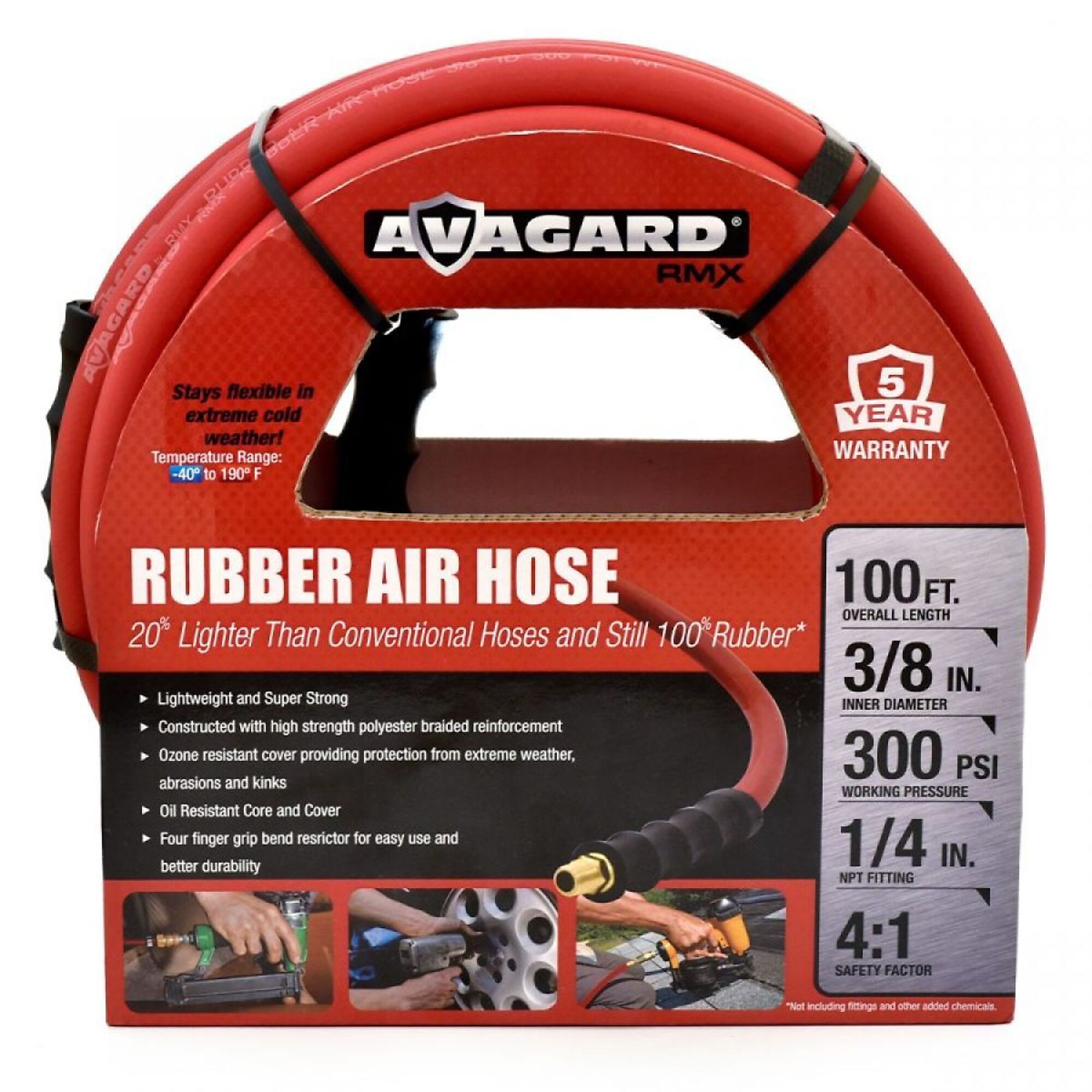 Avagard Rubber Air Hose 3/8" x 100'  -  AVG38100